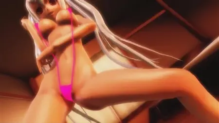 3D -Porno -Cartoon: Ziehte japanische Frau, die Brandtanz in einem Bikini tanzt