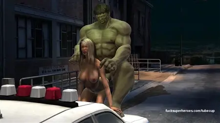 Hulk fickt ein Baby in einem Polizeiauto